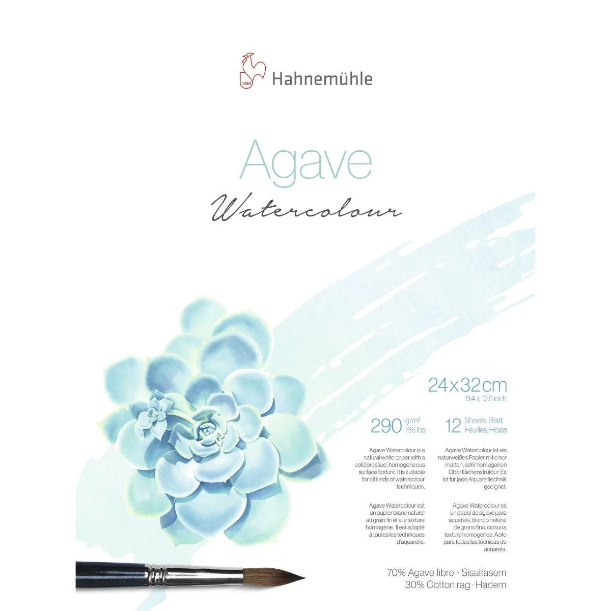 Hanneman Agave Watercolour Paper Pad 290gsm - 12 sheets - A4 or 24x32cm - Image 4