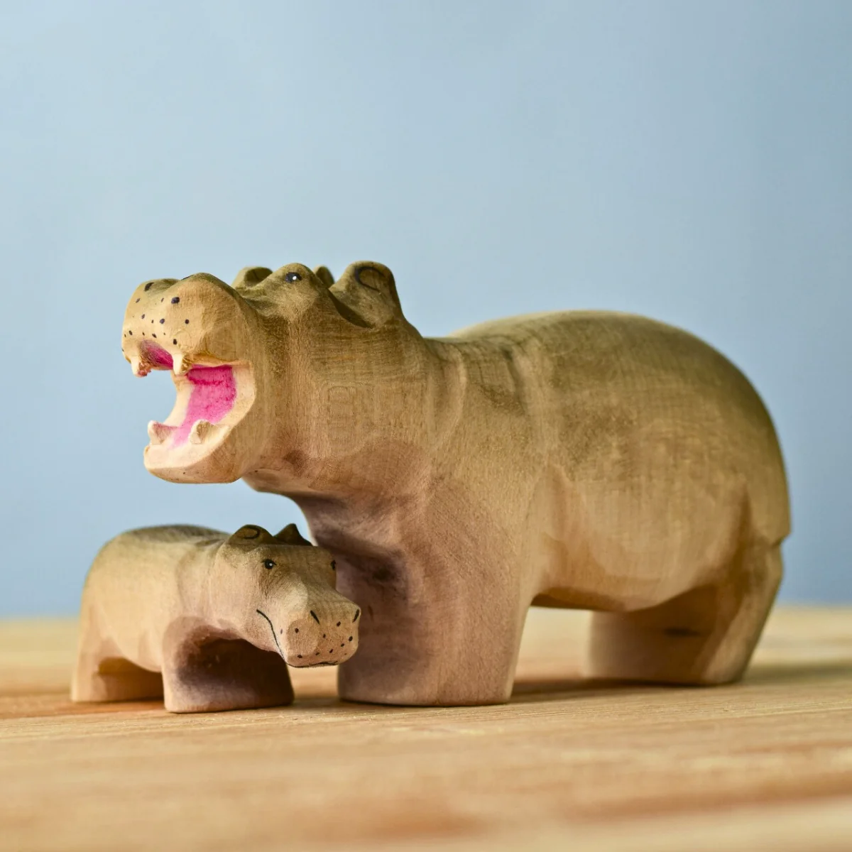 BumbuToys Wooden Animal - Hippos - Set of 2