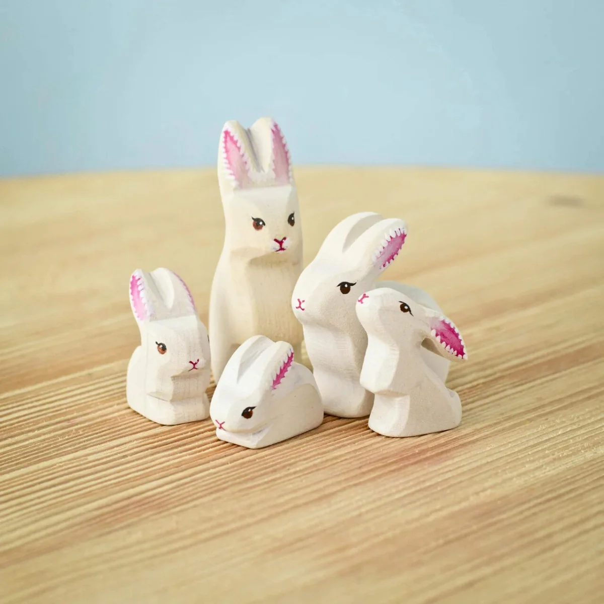 BumbuToys Wooden Animal - Rabbit Family - Easter, Set of 5