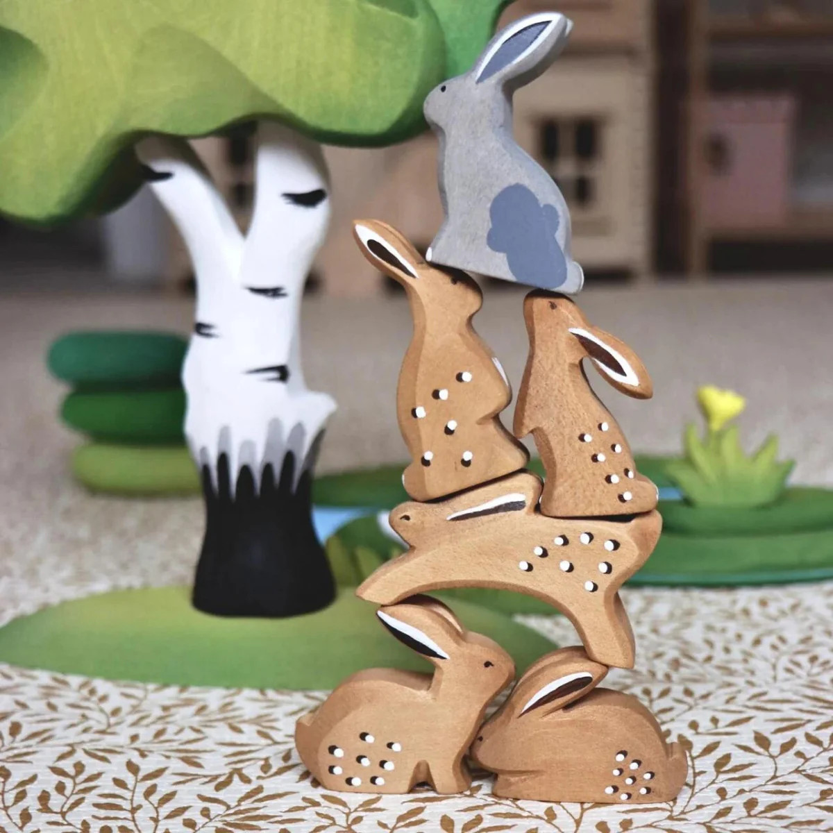 BumbuToys Wooden Animal - Rabbit - Sitting, Grey - Image 5