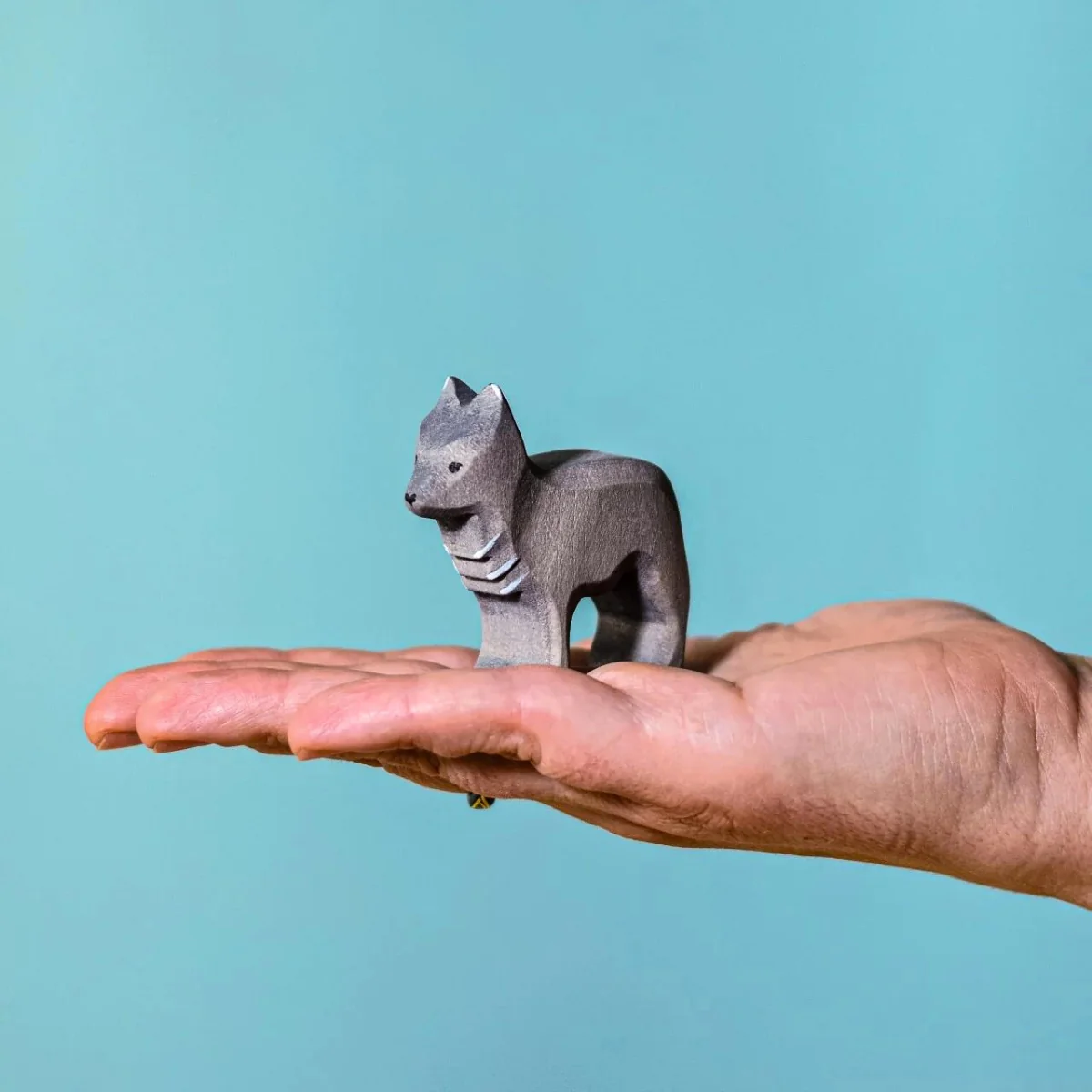 BumbuToys Wooden Animal - Wolf Cub - Standing - Image 3