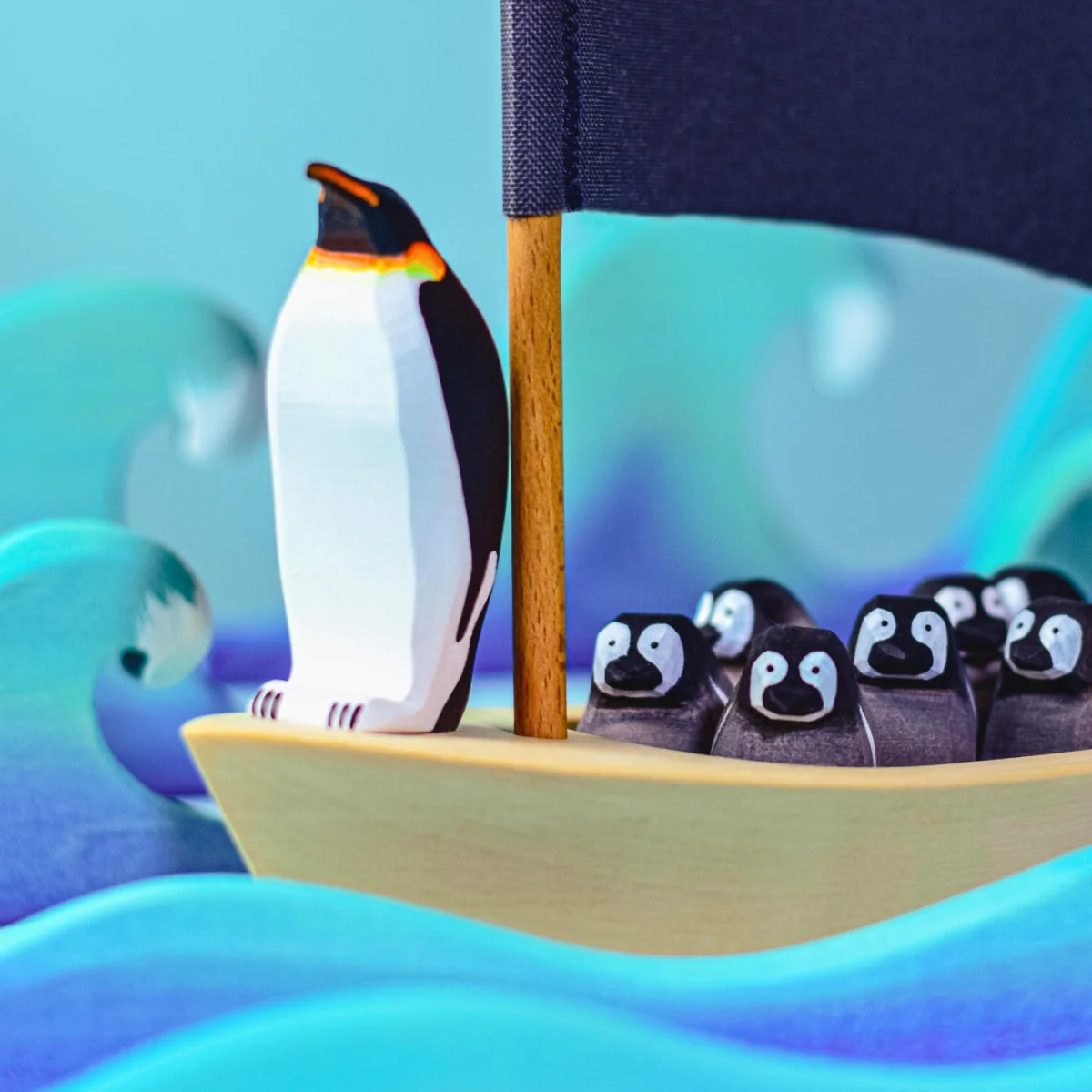 BumbuToys Wooden Bird - Emperor Penguin Male - Image 4