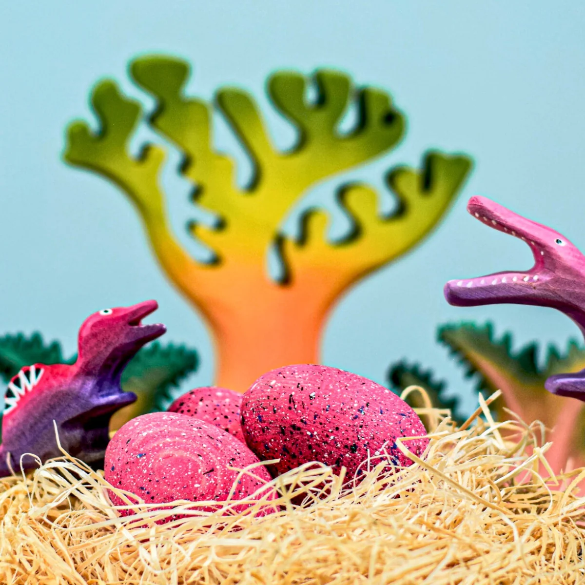BumbuToys Wooden Dinosaur Eggs - Spinosaurus - Set of 3 - Image 3