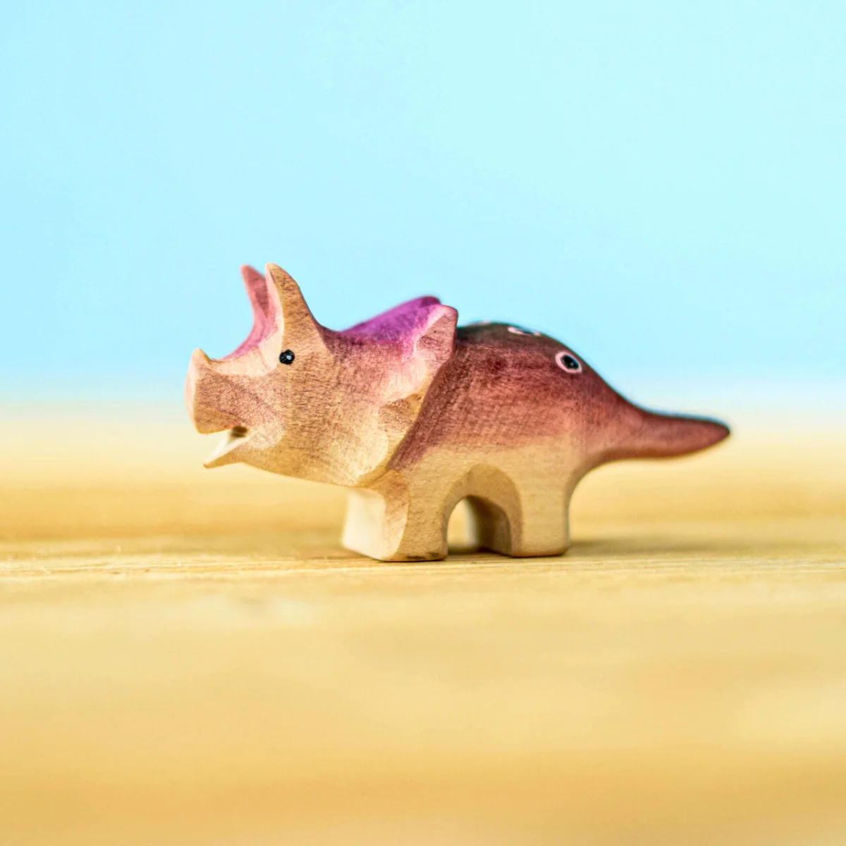 BumbuToys Wooden Dinosaur - Triceratops Baby