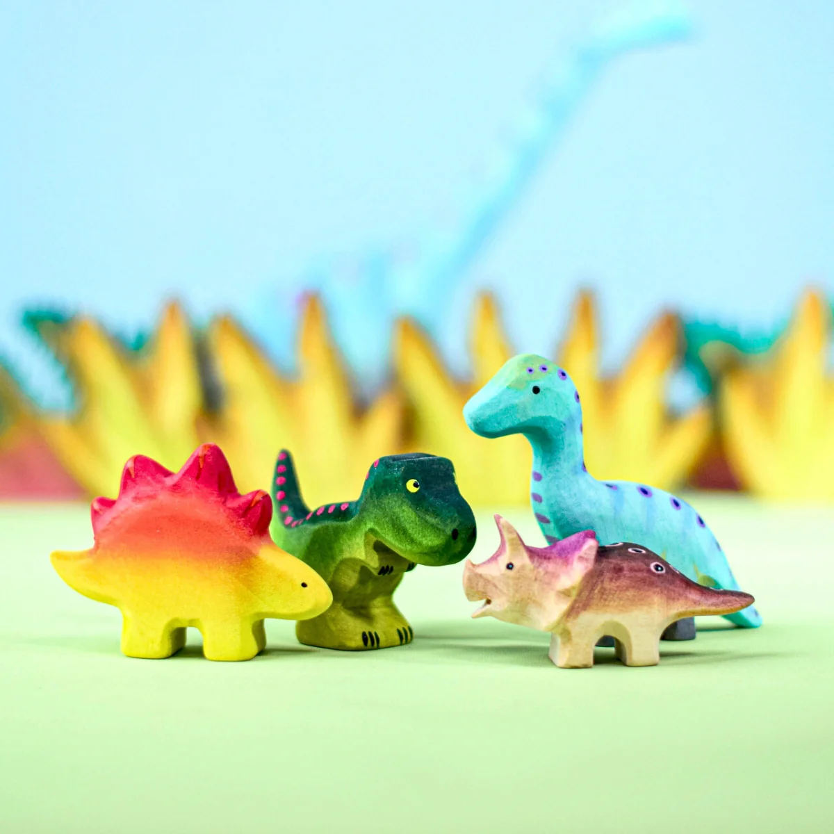BumbuToys Wooden Dinosaur - Triceratops Baby - Image 6