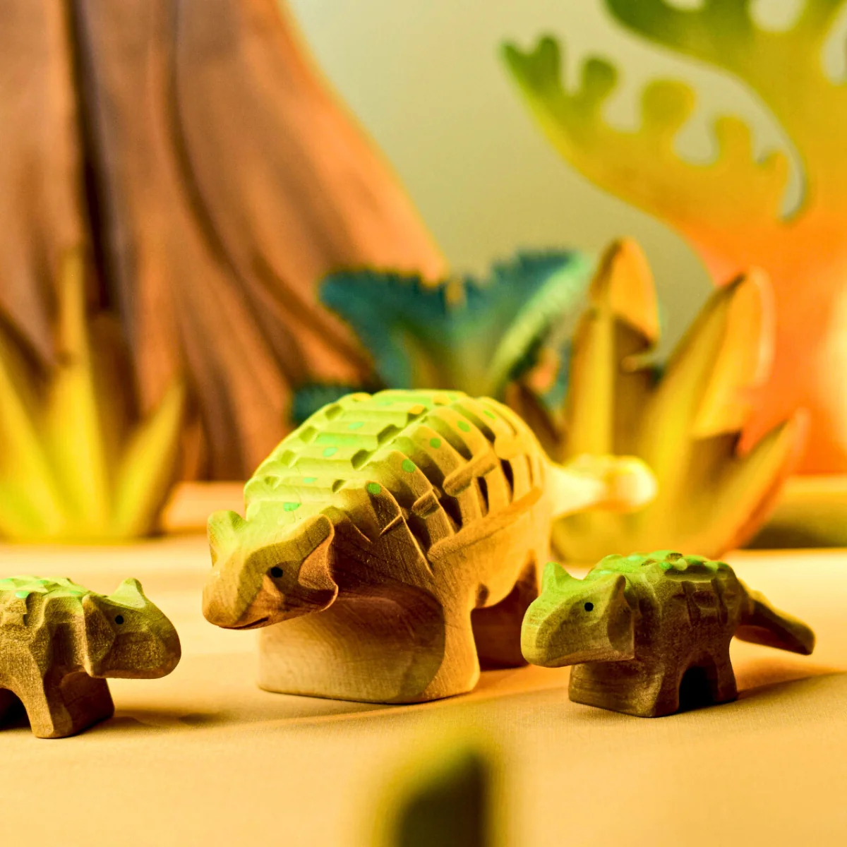 BumbuToys Wooden Dinosaurs - Ankylosaurus - Set of 2 - Image 7