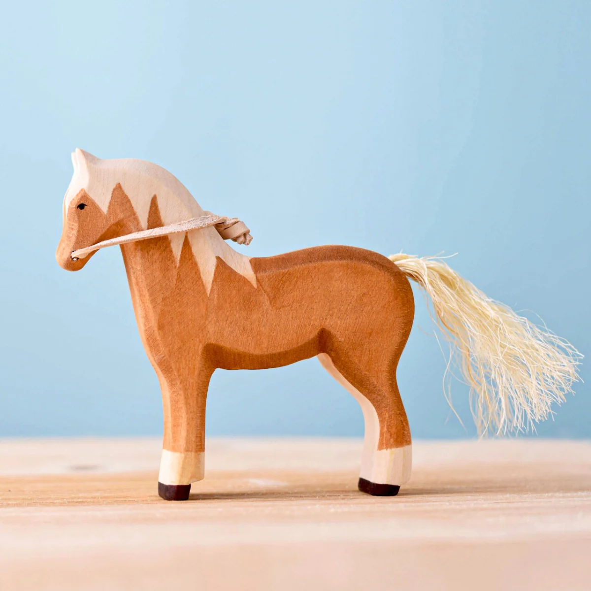 BumbuToys Wooden Farm Animal - Horse - Blond - Image 3