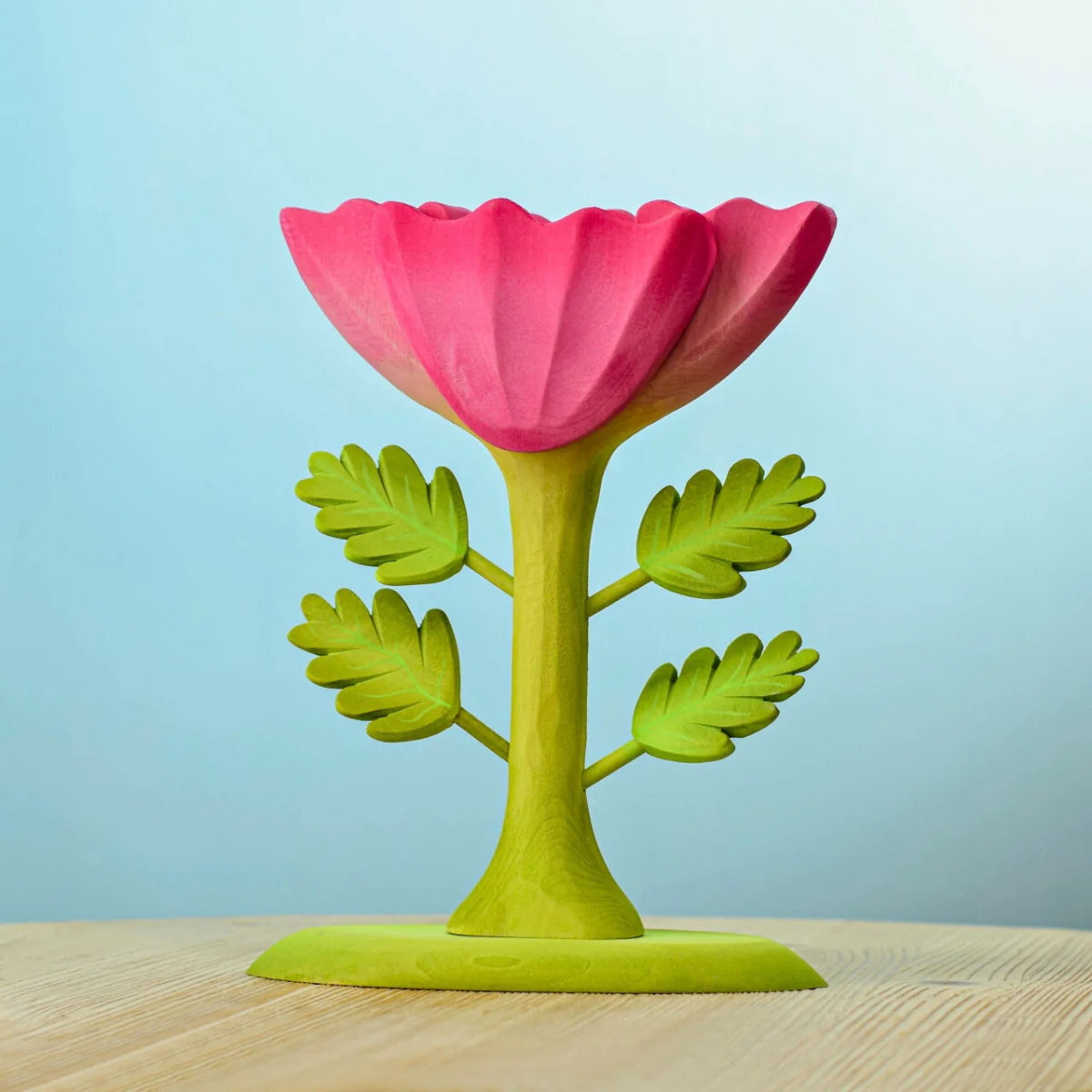 BumbuToys Wooden Plant Figure - Flower - Large, Pink