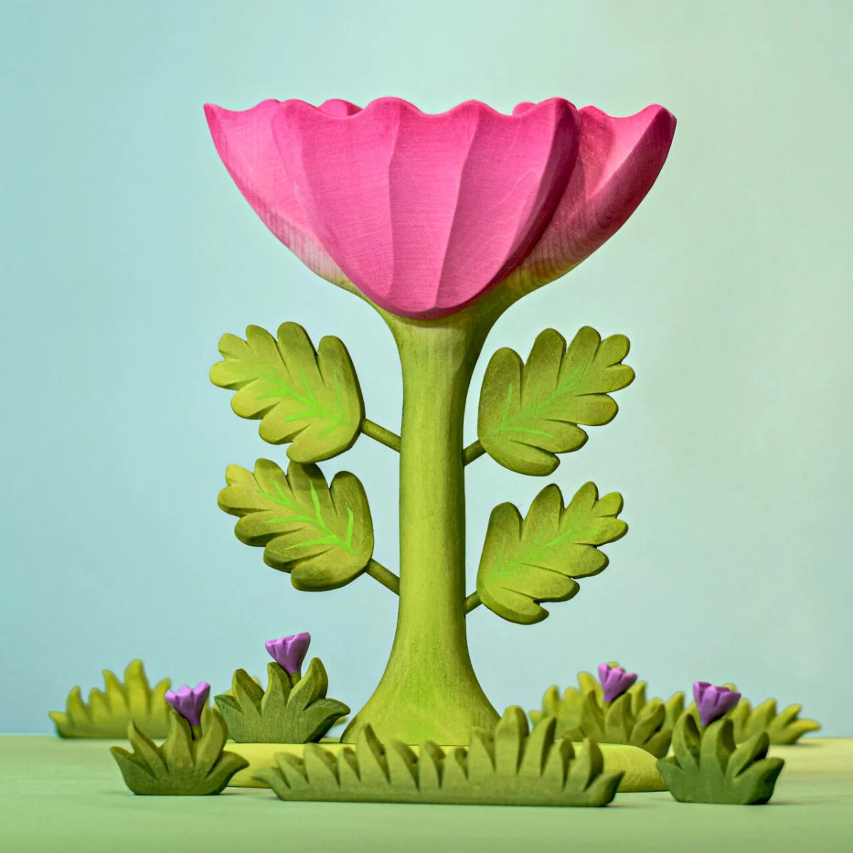 BumbuToys Wooden Plant Figure - Flower - Large, Pink - Image 5