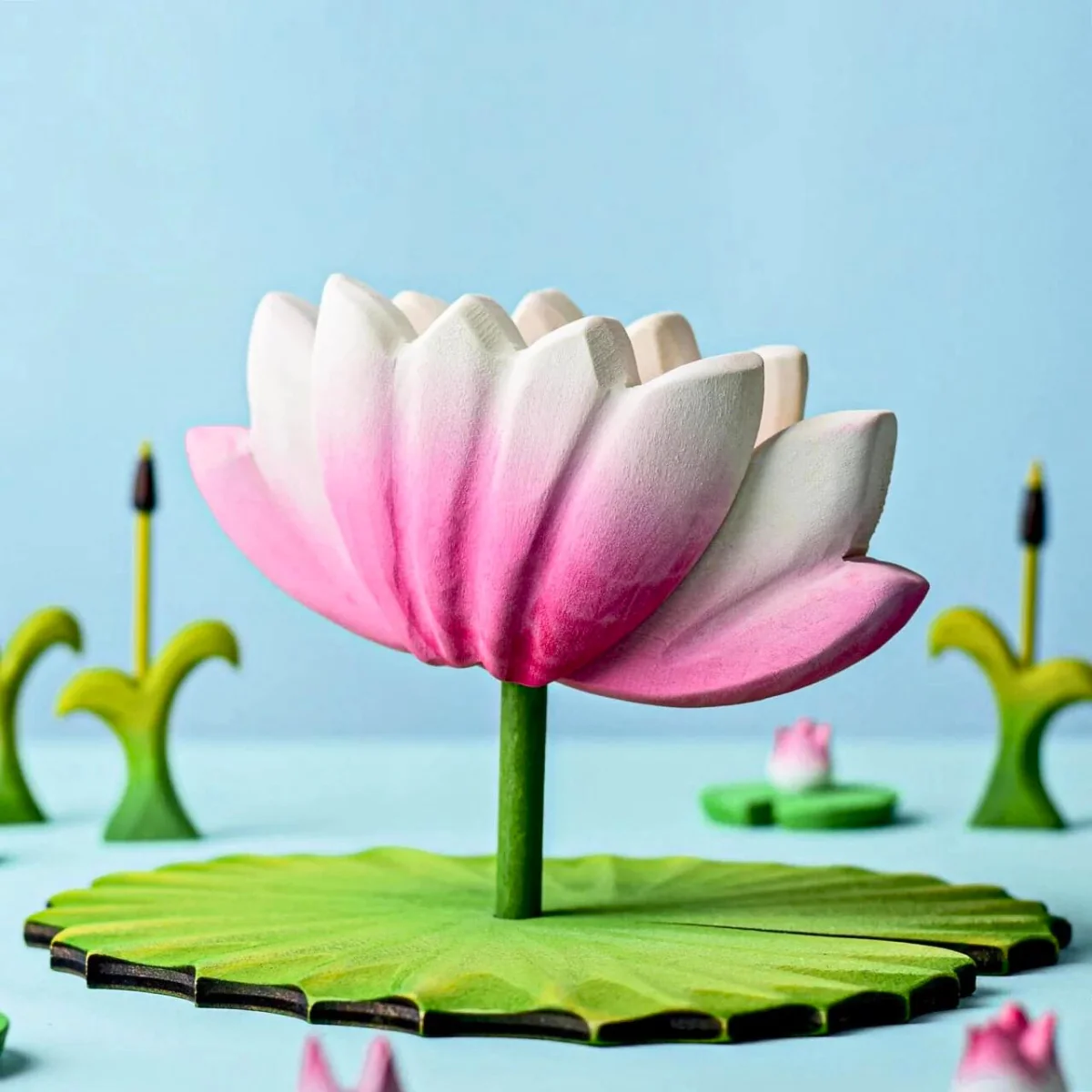 BumbuToys Wooden Plant Figure - Lotus Flower - Large - Image 2