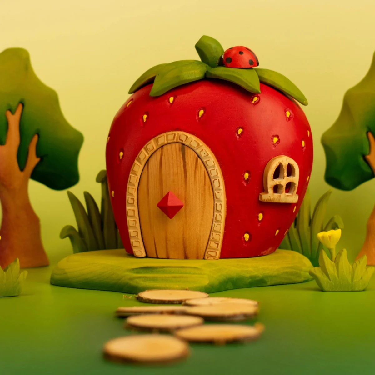 BumbuToys Wooden House - Strawberry - Image 7