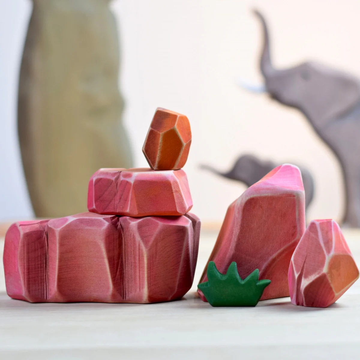 BumbuToys Landscape Wooden Figures - Rocks - Savanna - Set of 5 - Image 2