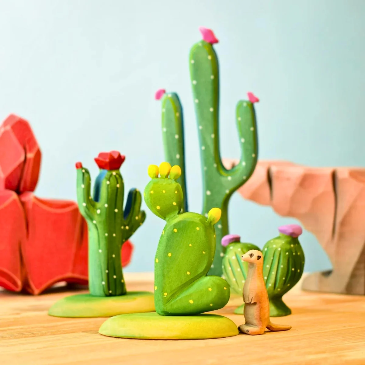 BumbuToys Wooden Plant Figure - Cactus - Set of 4 - Image 7