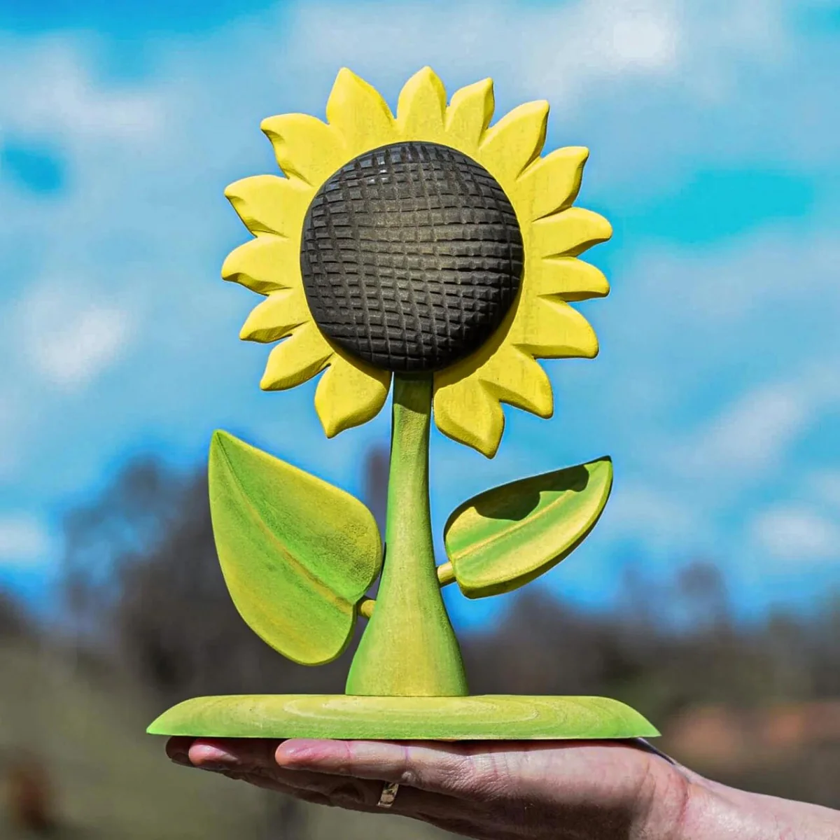 BumbuToys Wooden Plant Figure - Sunflower - Large - Image 3