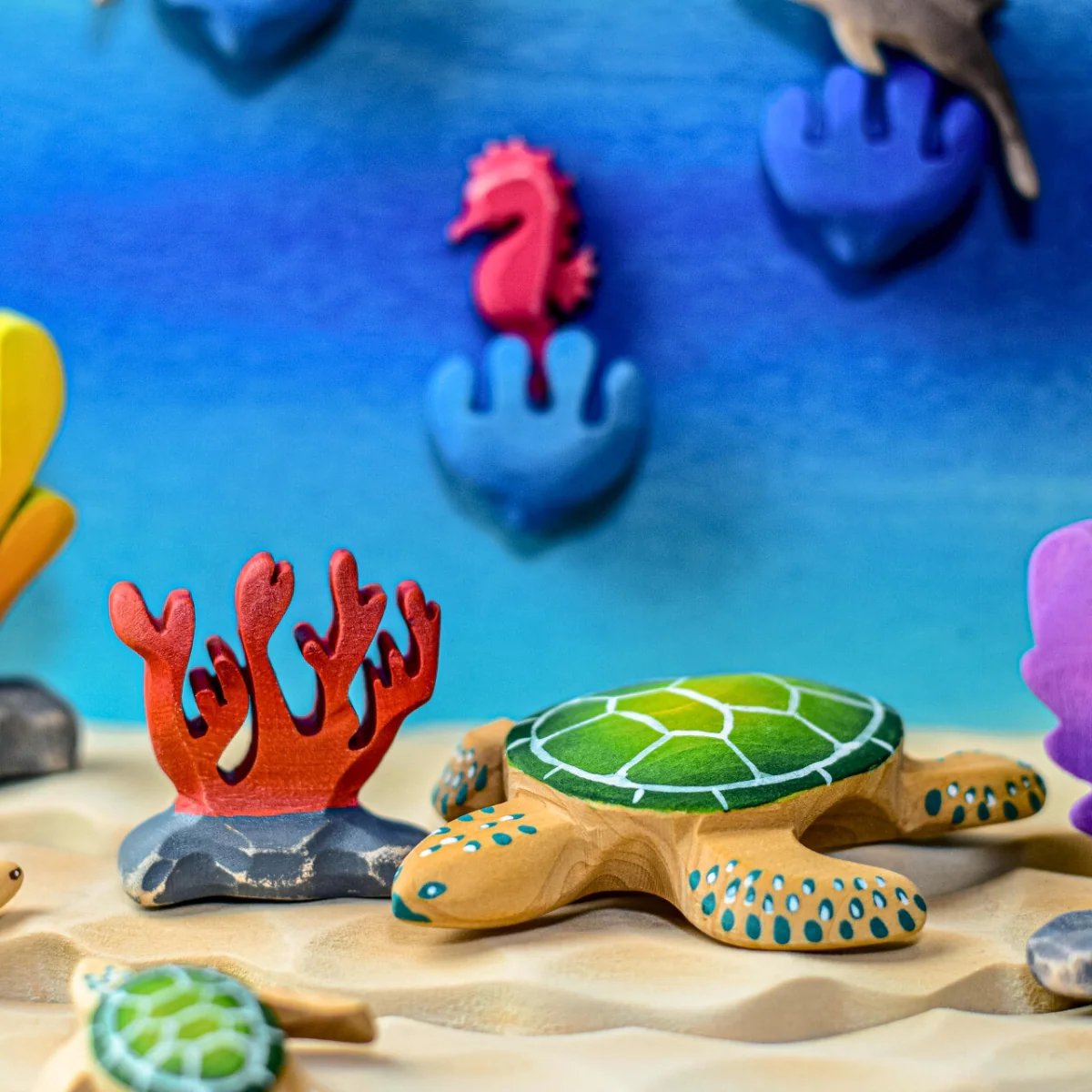 BumbuToys Seascape Wooden Figure - Coral - Red - Image 4