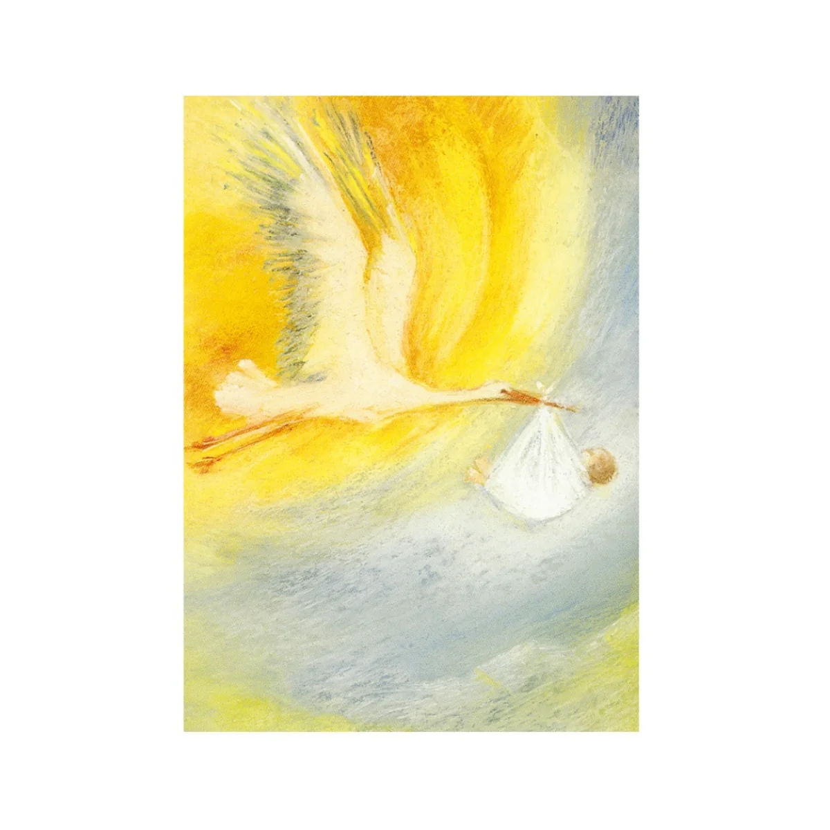 Cards with Envelopes - Stork Carrying Baby, pack of 5 cards