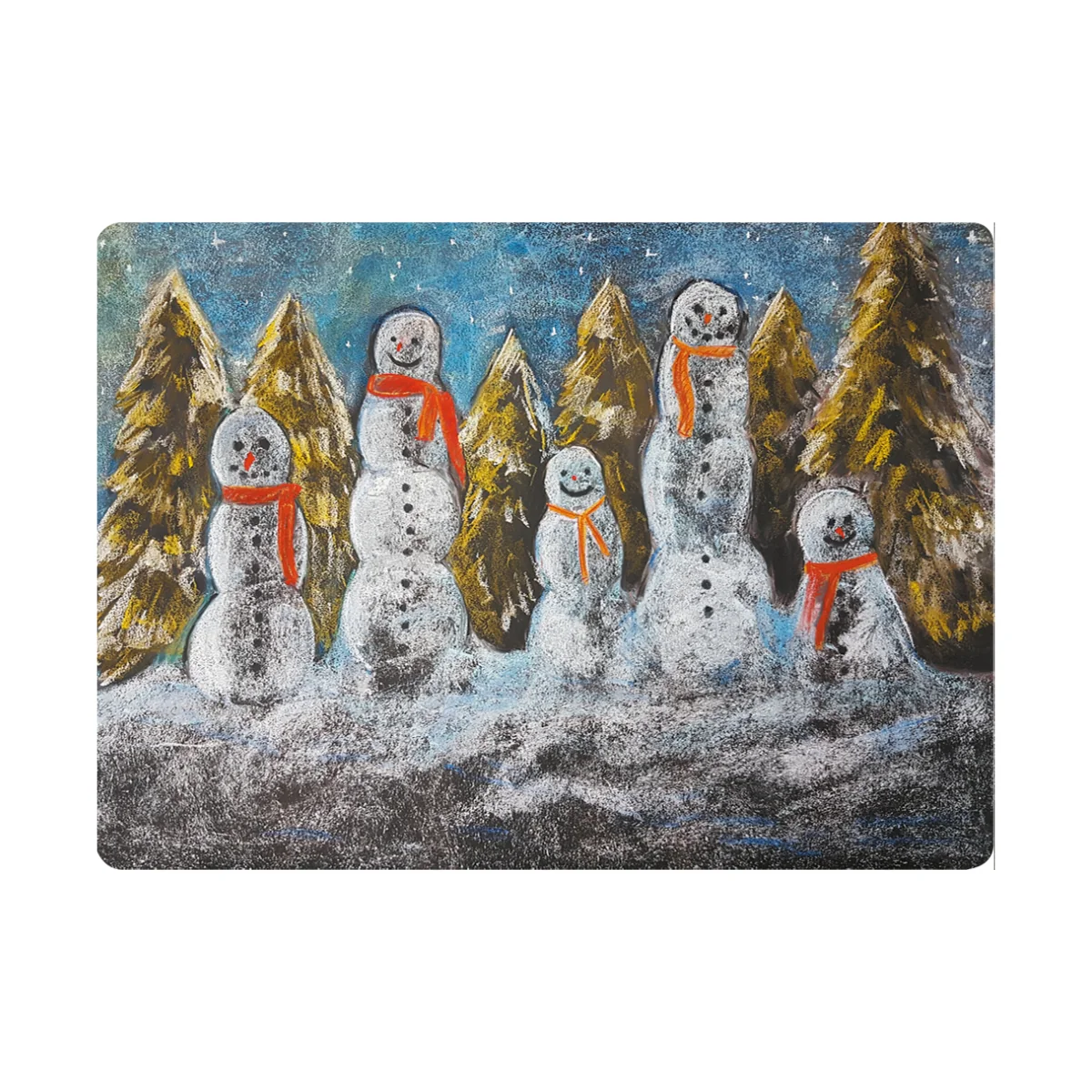 Chalkboard Art Cards - Snowmen, pack of 5 cards