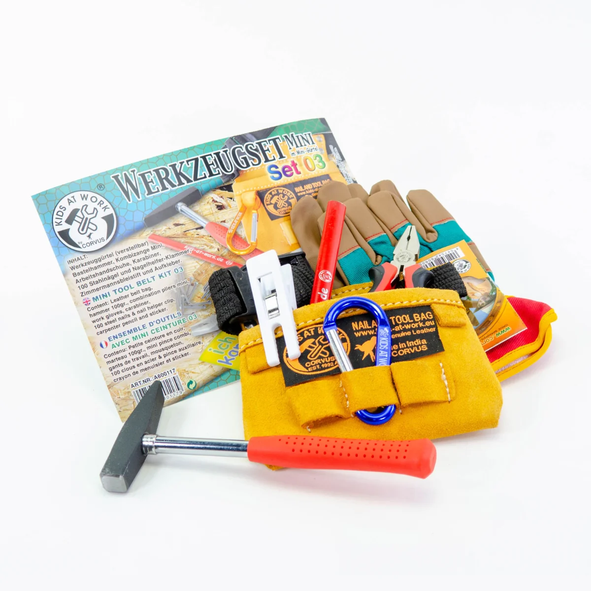 Kids at Work Leather Tool Belt - Mini with Tools - Set 3 - Image 3