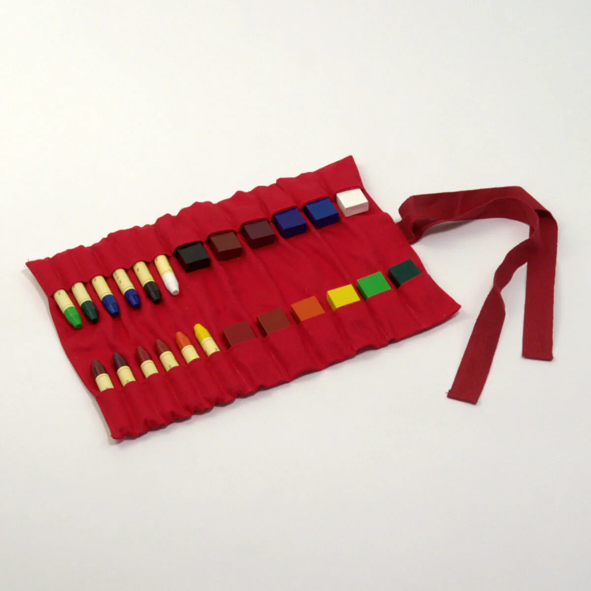 Crayon Roll for 12 Stick and 12 Block Crayons - Australian Made Red, Roll Only - Retired Product