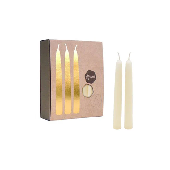 Dipam Beeswax Ivory Birthday Ring Candles 11x1.3cm, box of 20