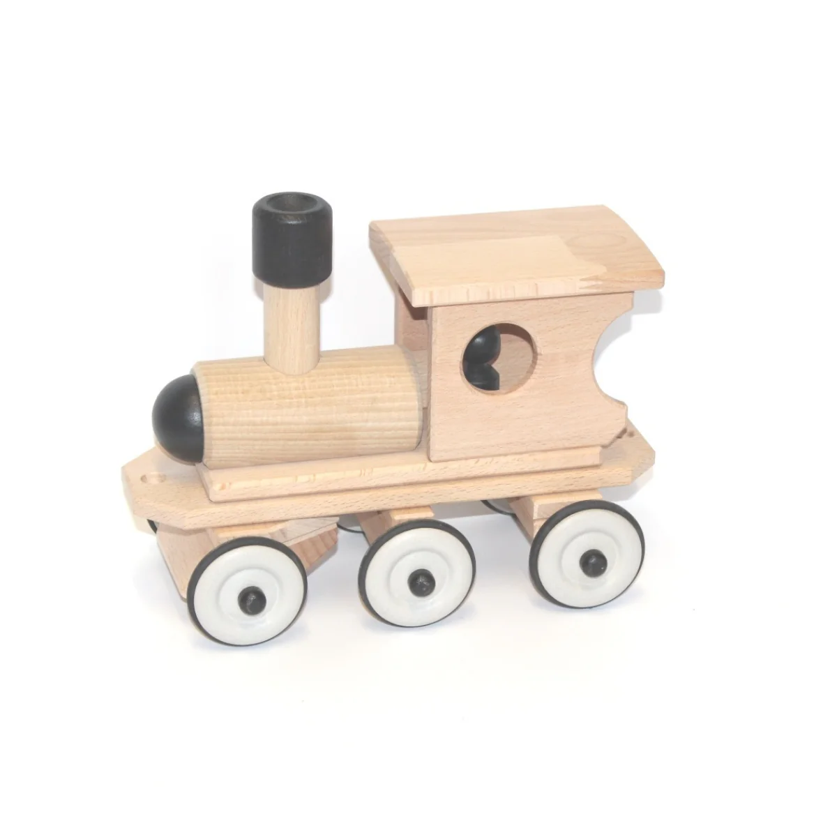Dynamiko Wooden Steerable Push Along Train with Peg Doll - Image 8