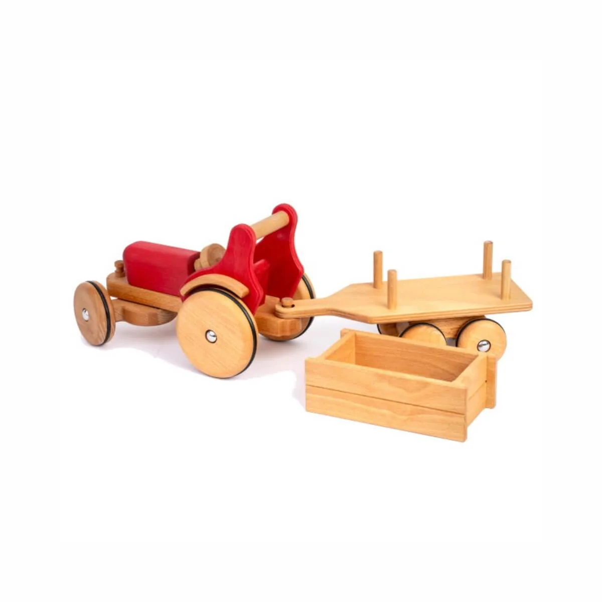 Dynamiko Wooden Tractor Accessory Two-Axle Trailer - Image 3