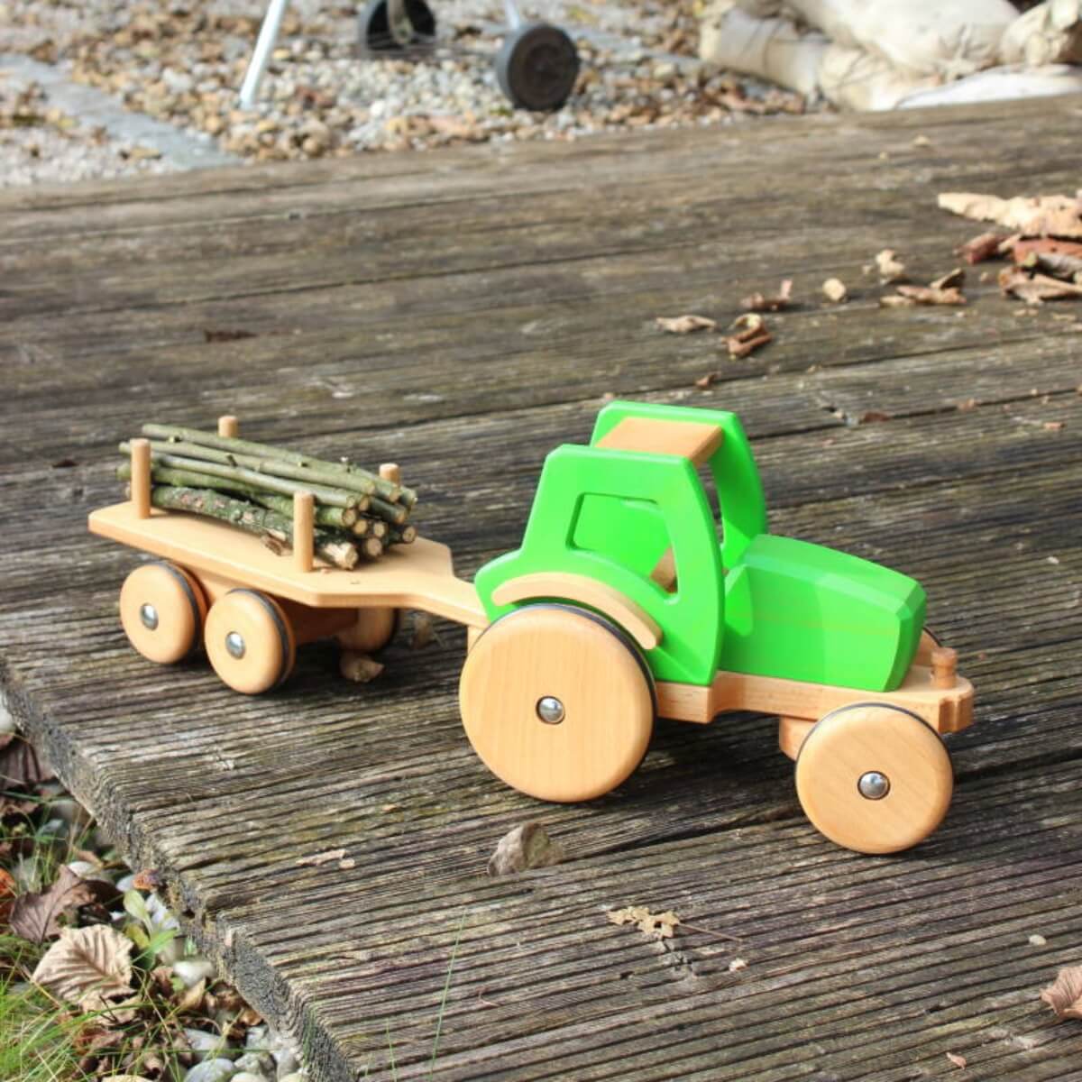 Dynamiko Wooden Tractor Accessory Two-Axle Trailer - Image 6