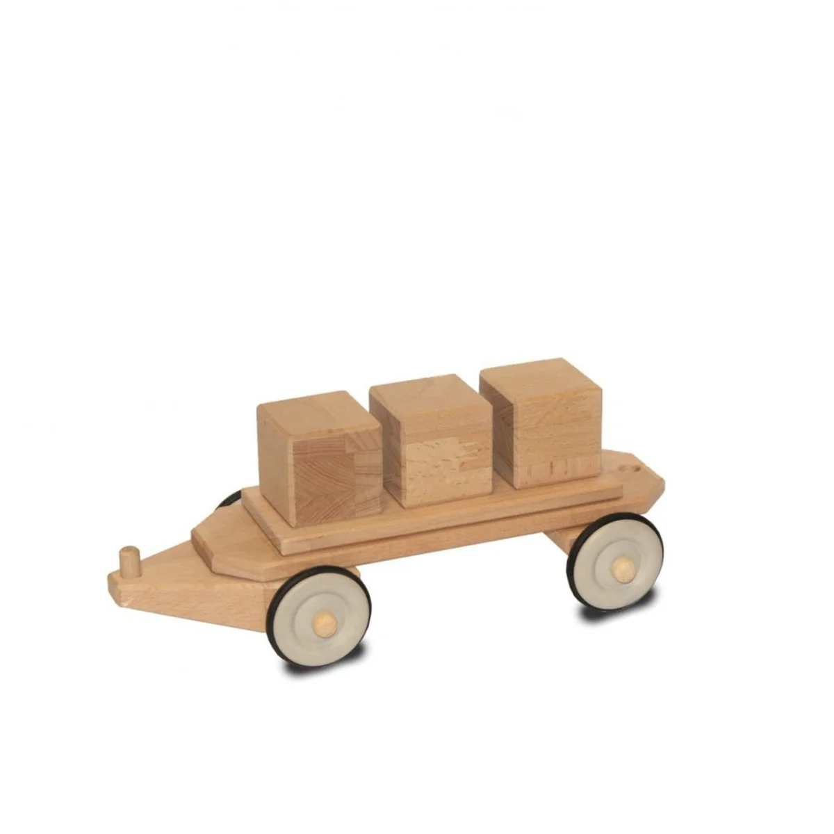 Dynamiko Wooden Push Along Train Flatbed Carriage with Square Blocks