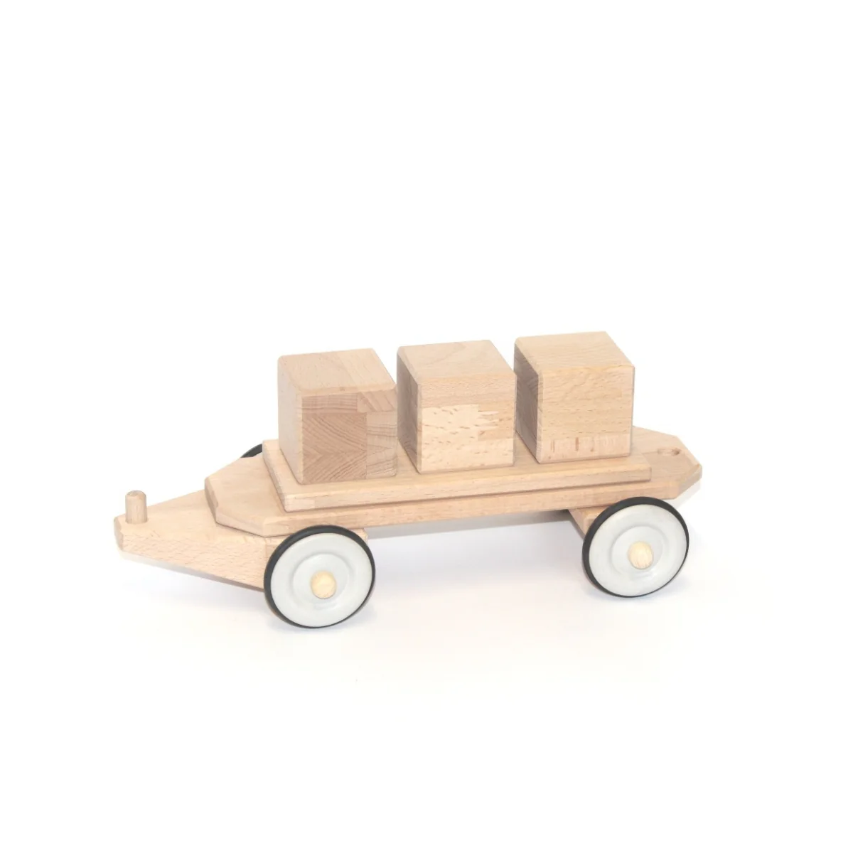 Dynamiko Wooden Push Along Train Flatbed Carriage with Square Blocks - Image 9