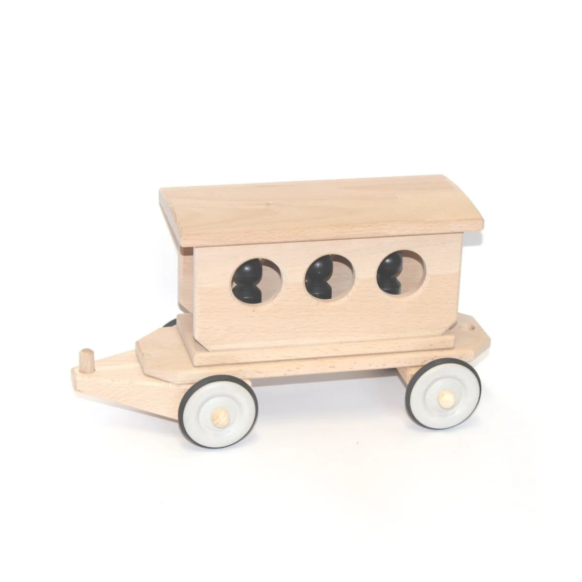 Dynamiko Wooden Push Along Train Passenger Carriage with Peg Dolls - Image 11