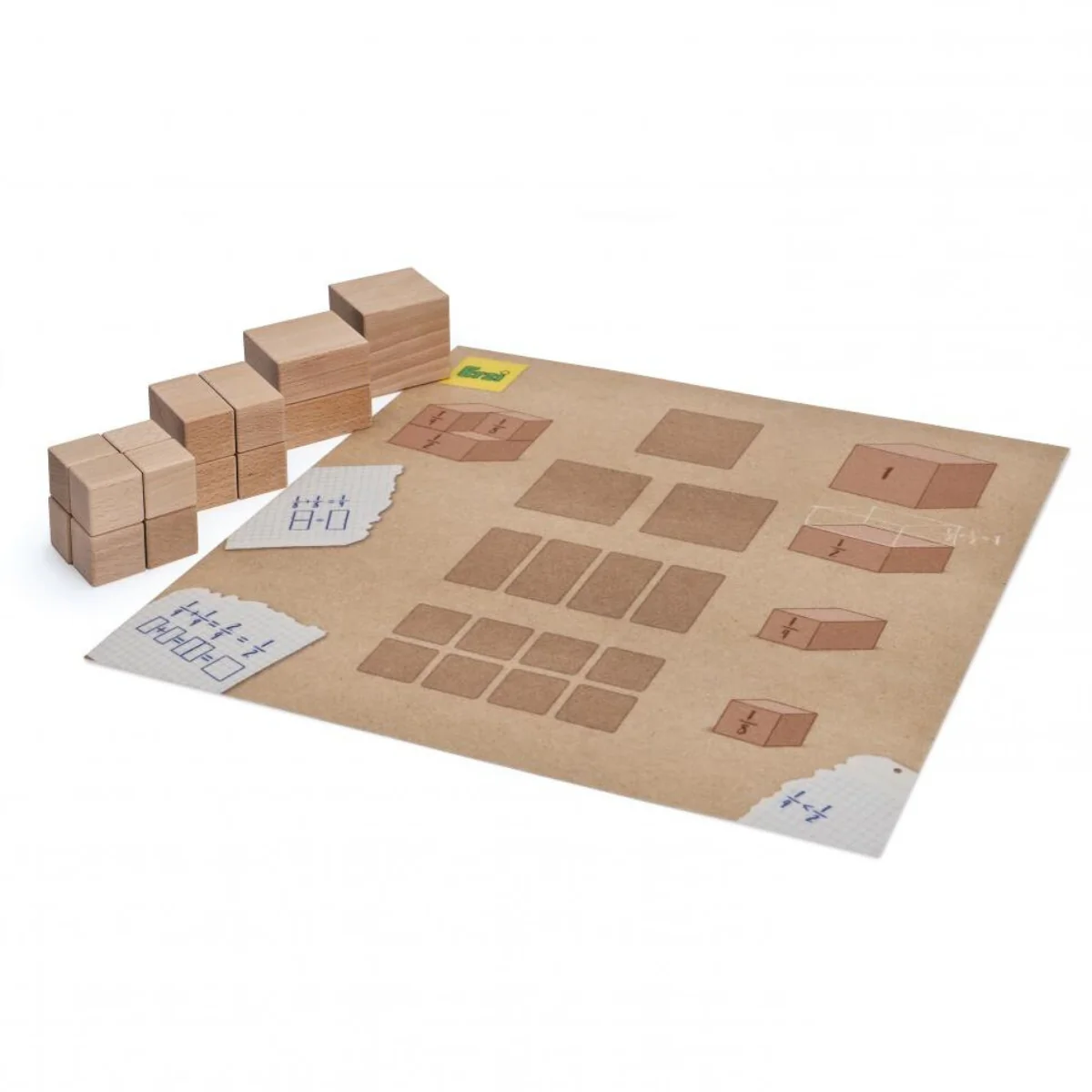 Erzi Wooden Educational Toy - Fraction Blocks with Mat - Retired Product