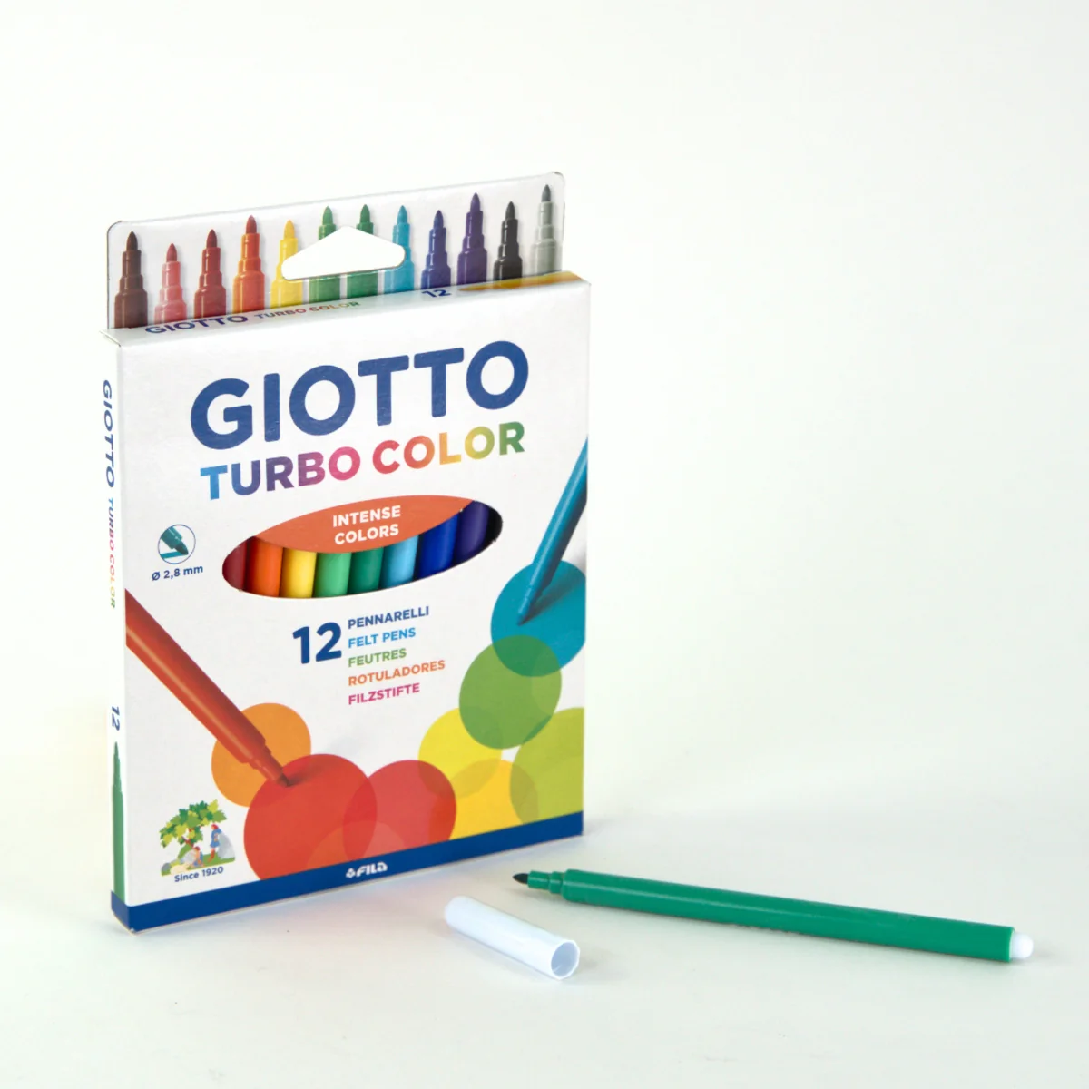 GIOTTO Turbo Felt Tip Pens Hangable Cardboard Box - 12 Colours - Image 2