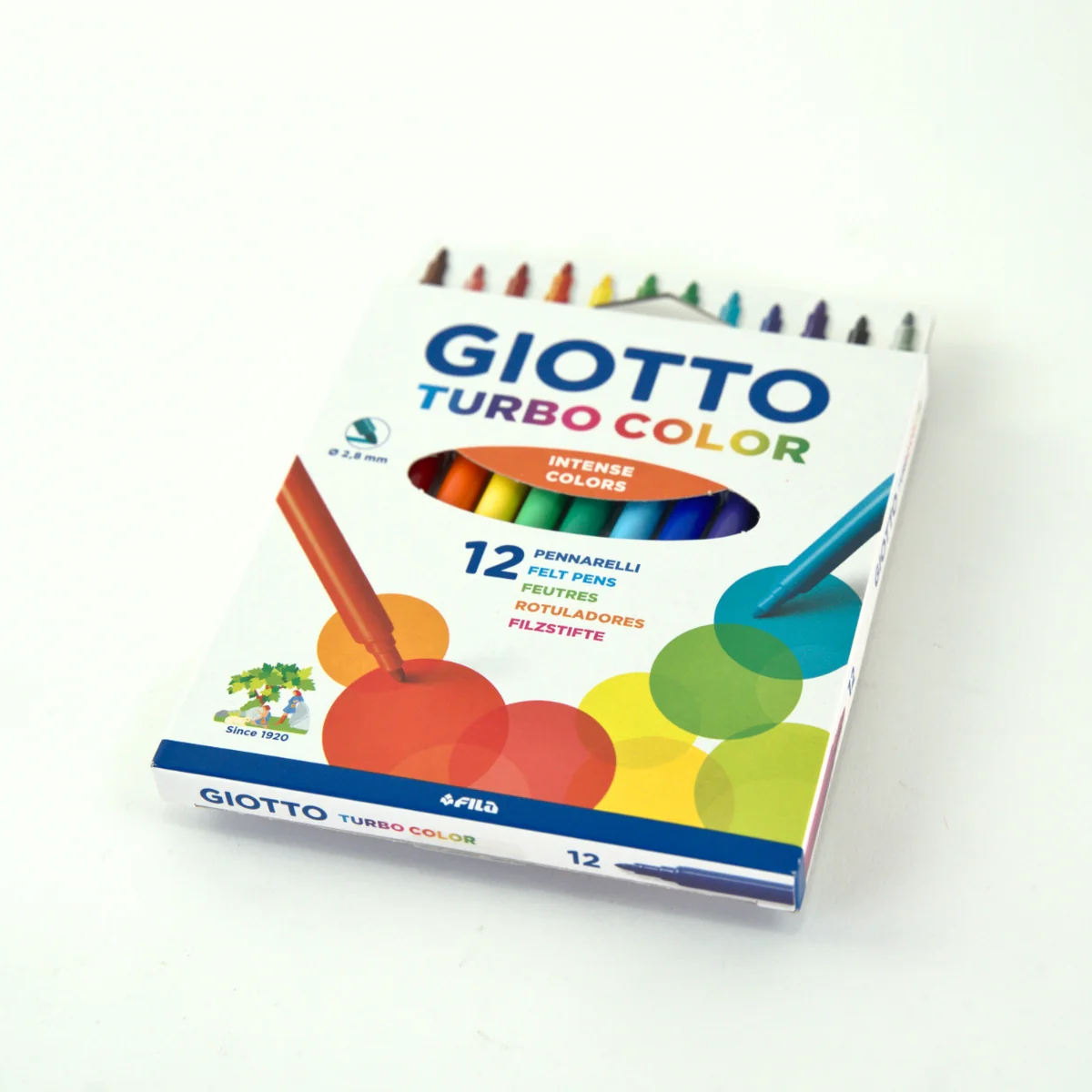 GIOTTO Turbo Felt Tip Pens Hangable Cardboard Box - 12 Colours - Image 3