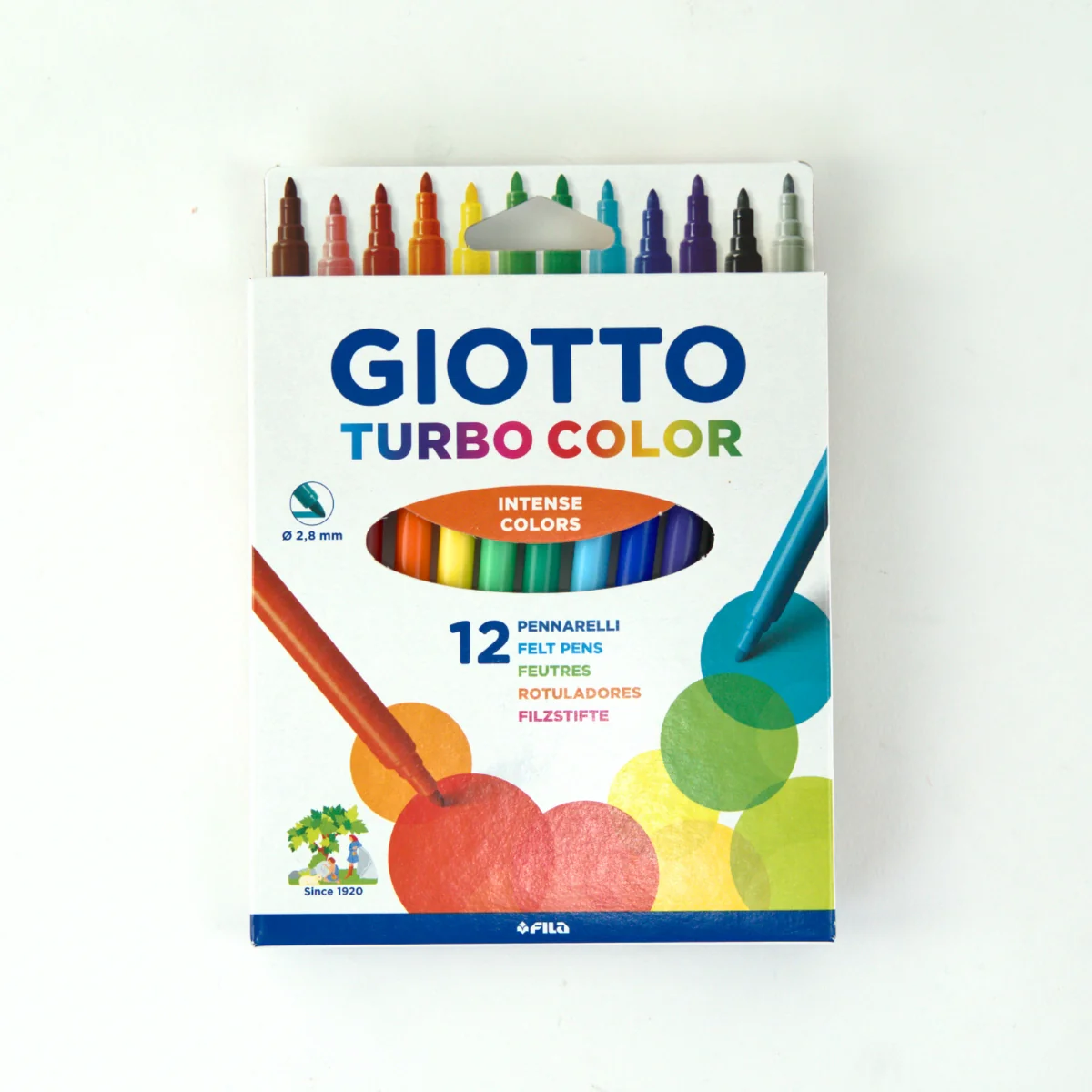 GIOTTO Turbo Felt Tip Pens Hangable Cardboard Box - 12 Colours - Image 4