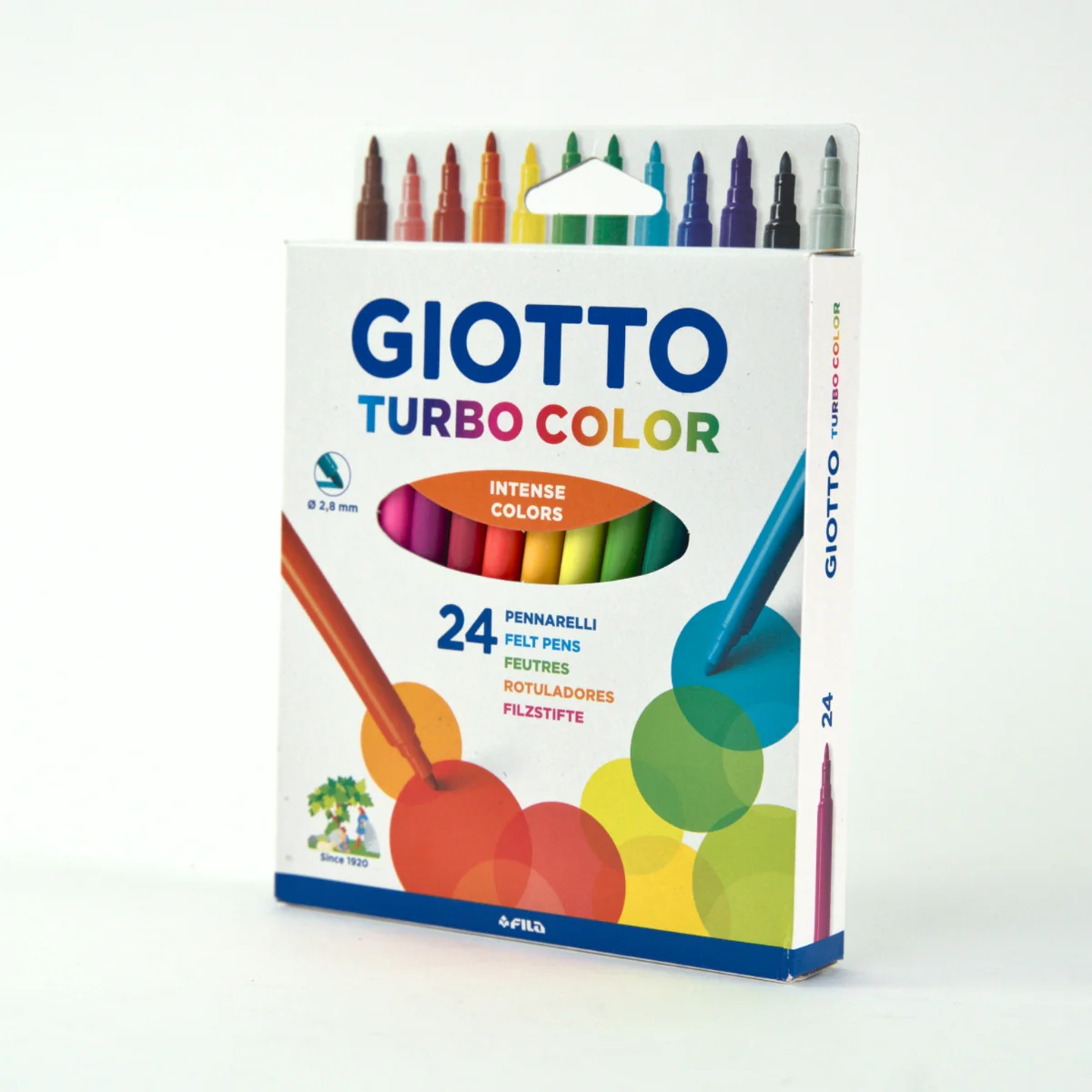 GIOTTO Turbo Felt Tip Pens Hangable Cardboard Box - 24 Colours - Image 2