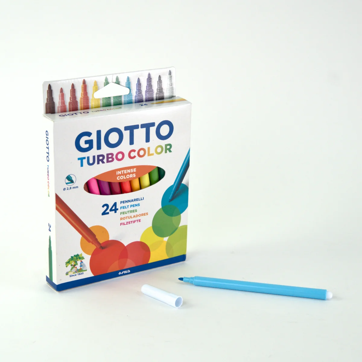 GIOTTO Turbo Felt Tip Pens Hangable Cardboard Box - 24 Colours - Image 3