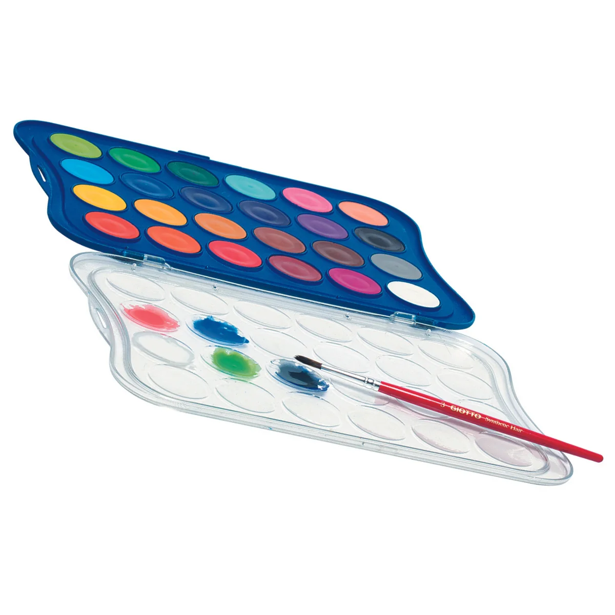GIOTTO Watercolour Paint Set in Plastic Box - 24 Colours + Brush - Image 2