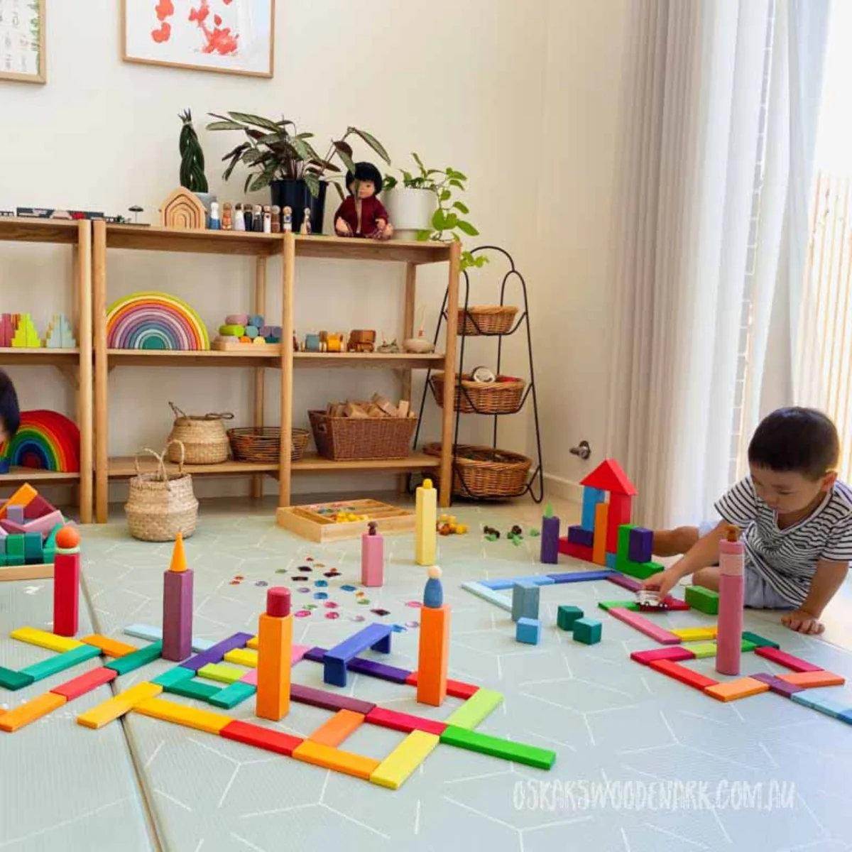 Gluckskafer Wooden Rainbow Building Slats in Tower Box - 60 Pieces - Image 3