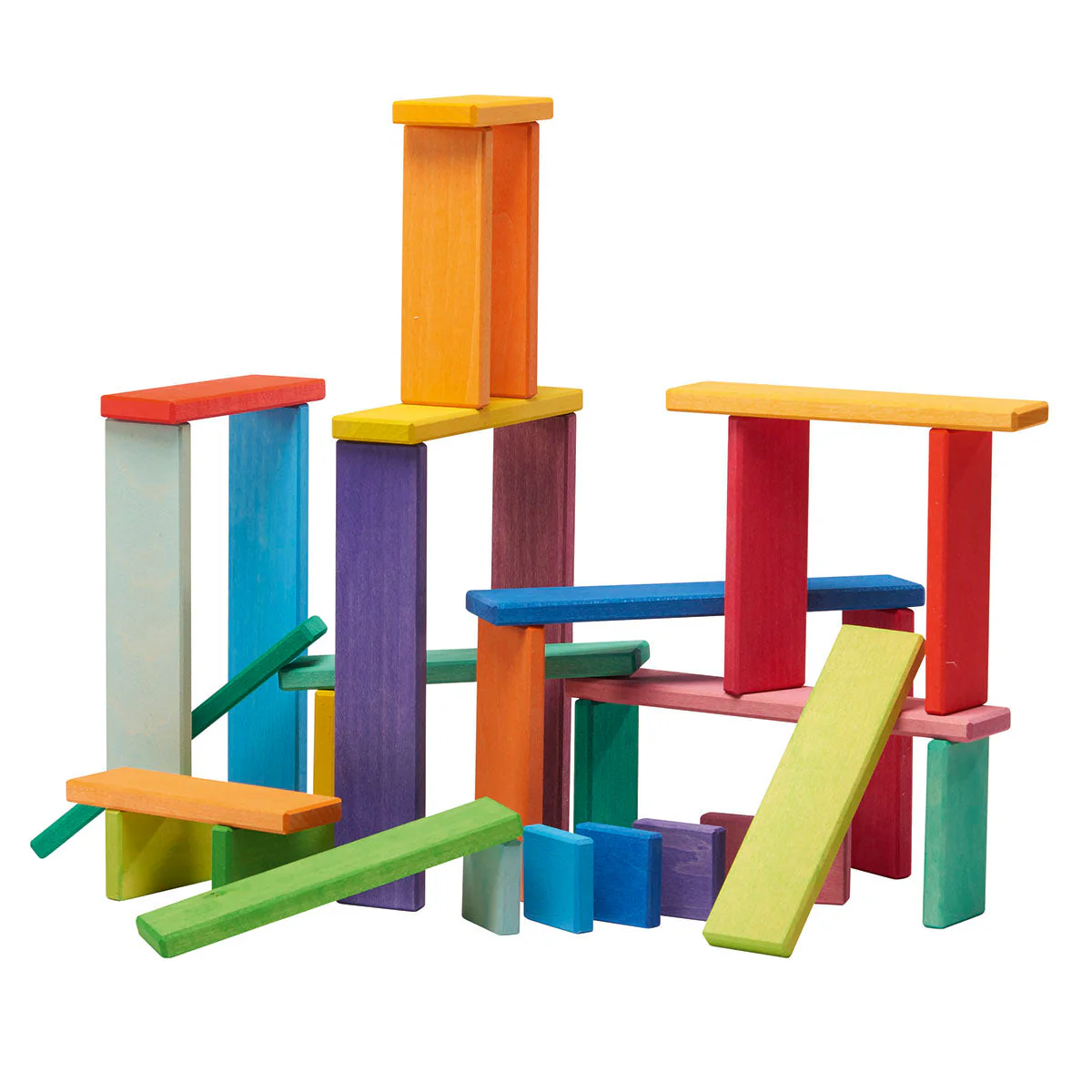 Gluckskafer Wooden Rainbow Building Slats in Tray - 32 pieces - Image 2