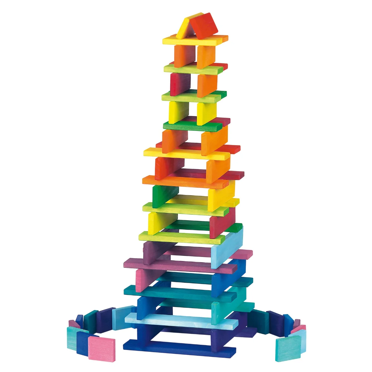 Gluckskafer Wooden Rainbow Building Slats in Tray - 64 Pieces - Image 2