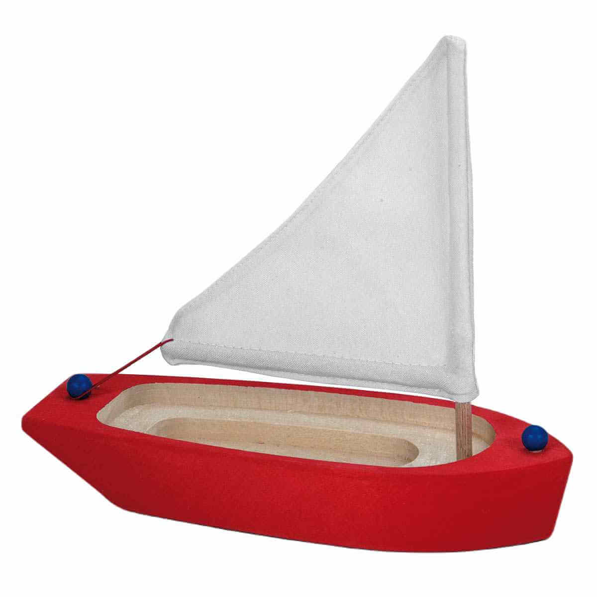 Gluckskafer Wooden Sailing Boat - Red 22cm