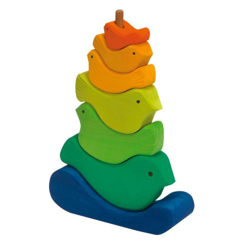 Gluckskafer Wooden Stacking Bird Tower