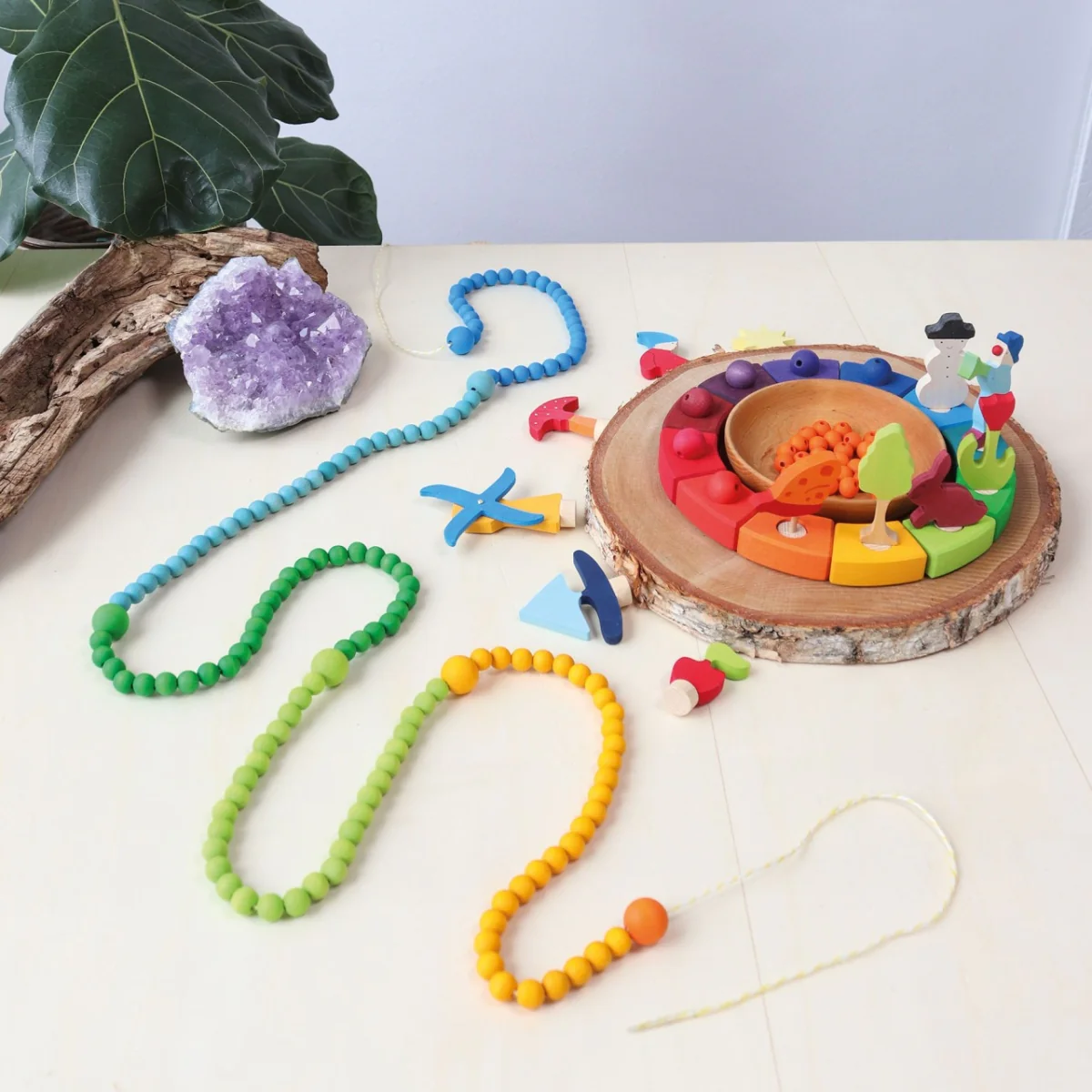 Grimm's Wooden Beads Rainbow - 120 Pieces, 12mm - Image 6