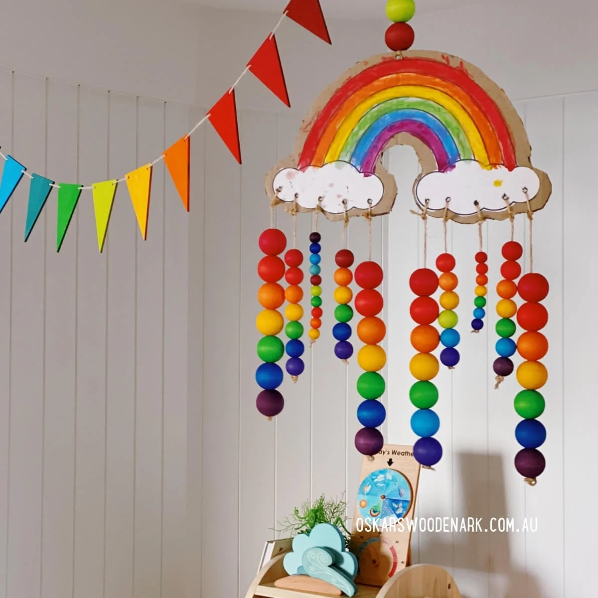 Grimm's Wooden Beads Rainbow - 36 Pieces, 30mm - Image 2