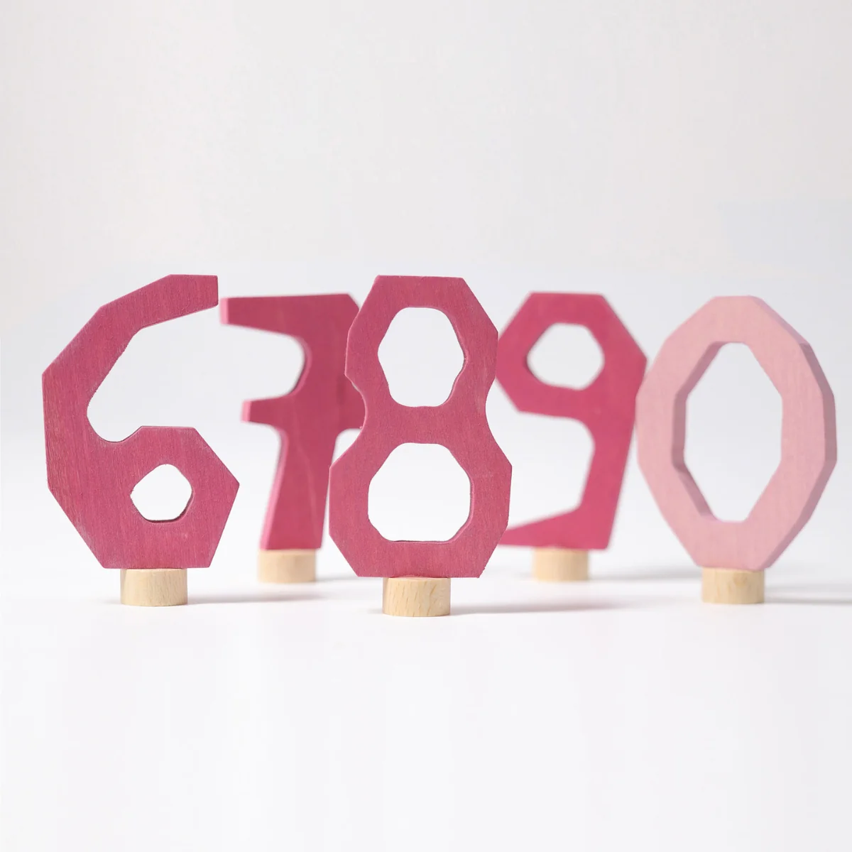 Grimm's Number Candle Holder Decoration Set 6 7 8 9 0 Pink
