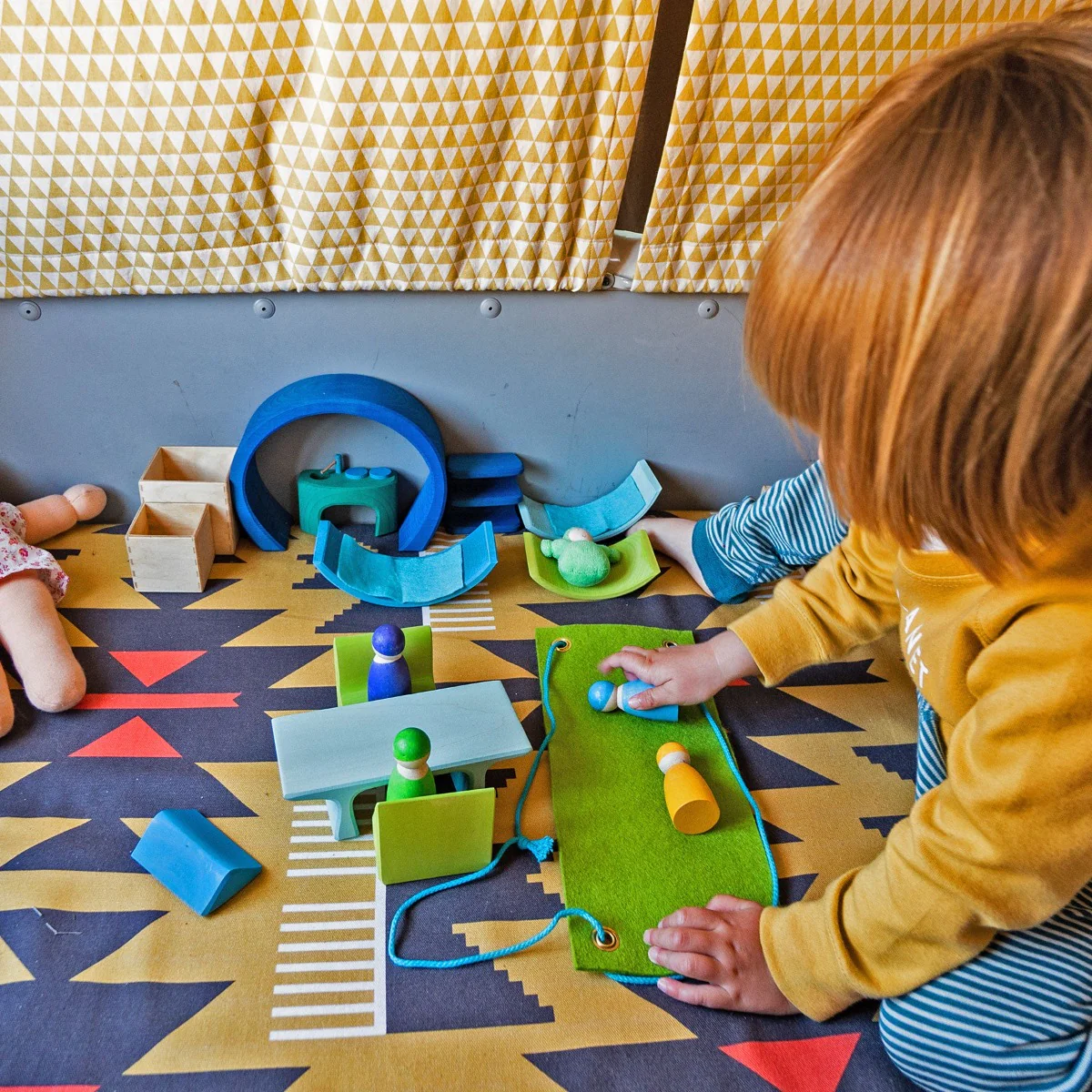 Grimm's Portable Doll House - Blue & Green - Image 8