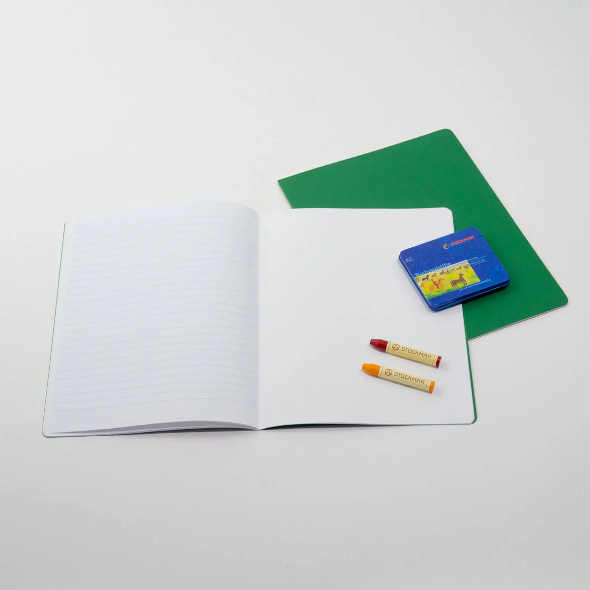 Junior Green Lesson Book 24x32cm Alternate Blank + Lined pgs - Pack of 10 - Image 3