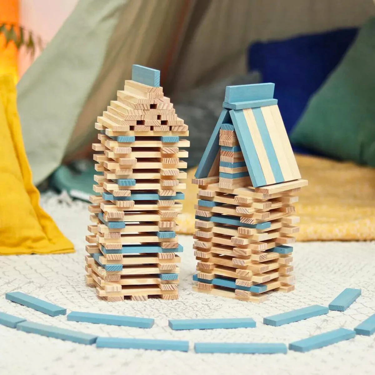 KAPLA Blocks Building Planks - 40 Light Blue Set - Wooden Case - Image 4