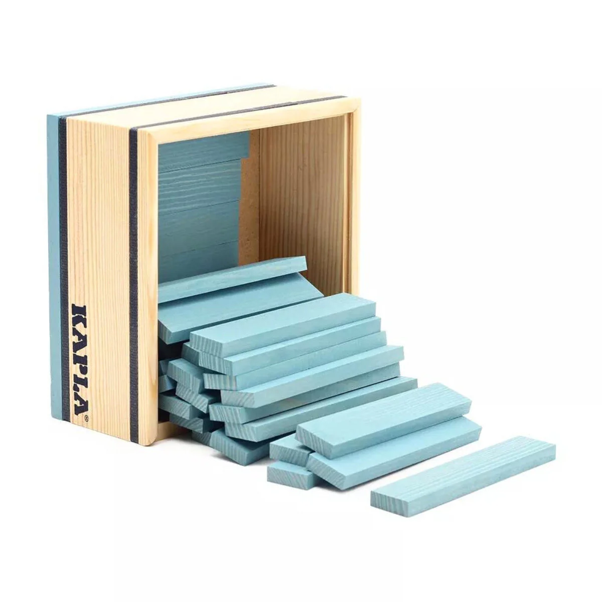 KAPLA Blocks Building Planks - 40 Light Blue Set - Wooden Case - Image 8