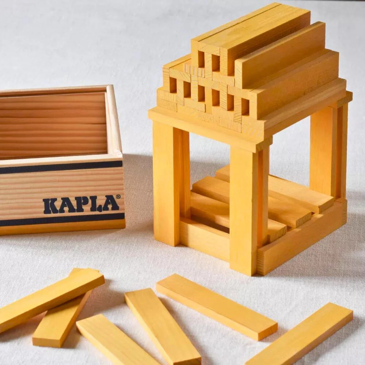 KAPLA Blocks Building Planks - 40 Yellow Set - Wooden Case - Image 2